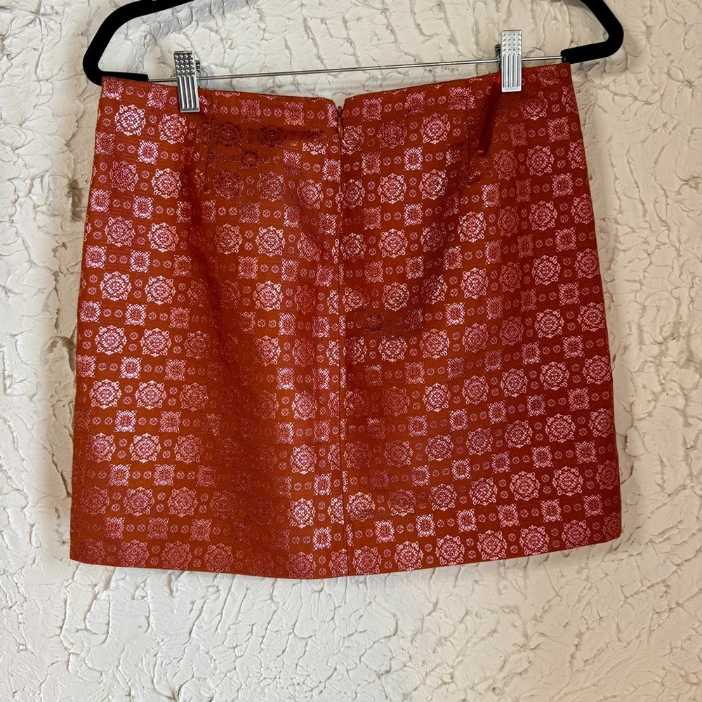 J. Crew Red/Orange Patterned Mini Skirt - Picture 6 of 8